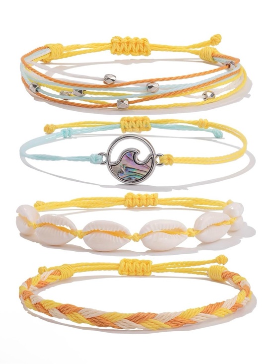 Jewelry - Summer Shell & Wave Stackable Anklet/Bracelet Set - water resistant
